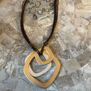 Abstract Gold and Silver Pendent Necklace